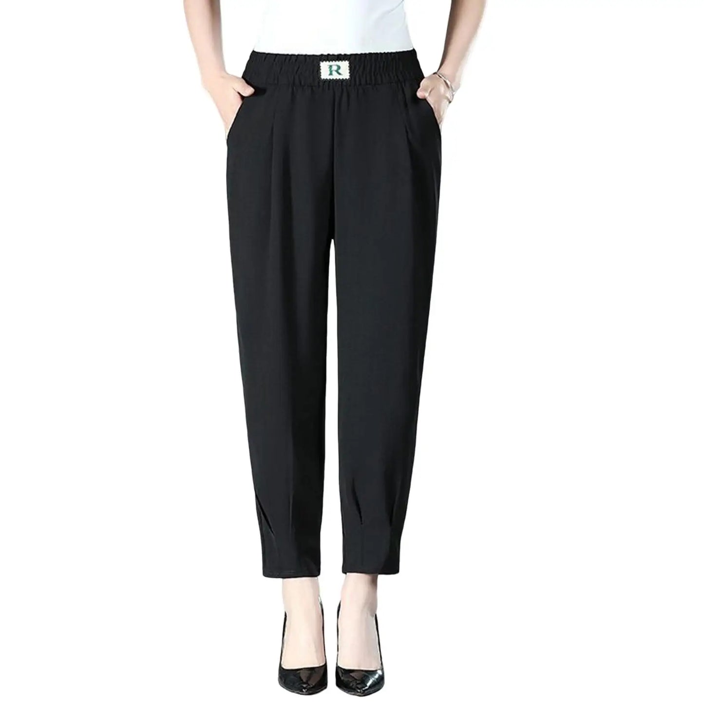 Middle Aged Old Women Spring Summer Pants Thin Elastic Waist Loose Cotton Mother Pants Casual Female Trousers