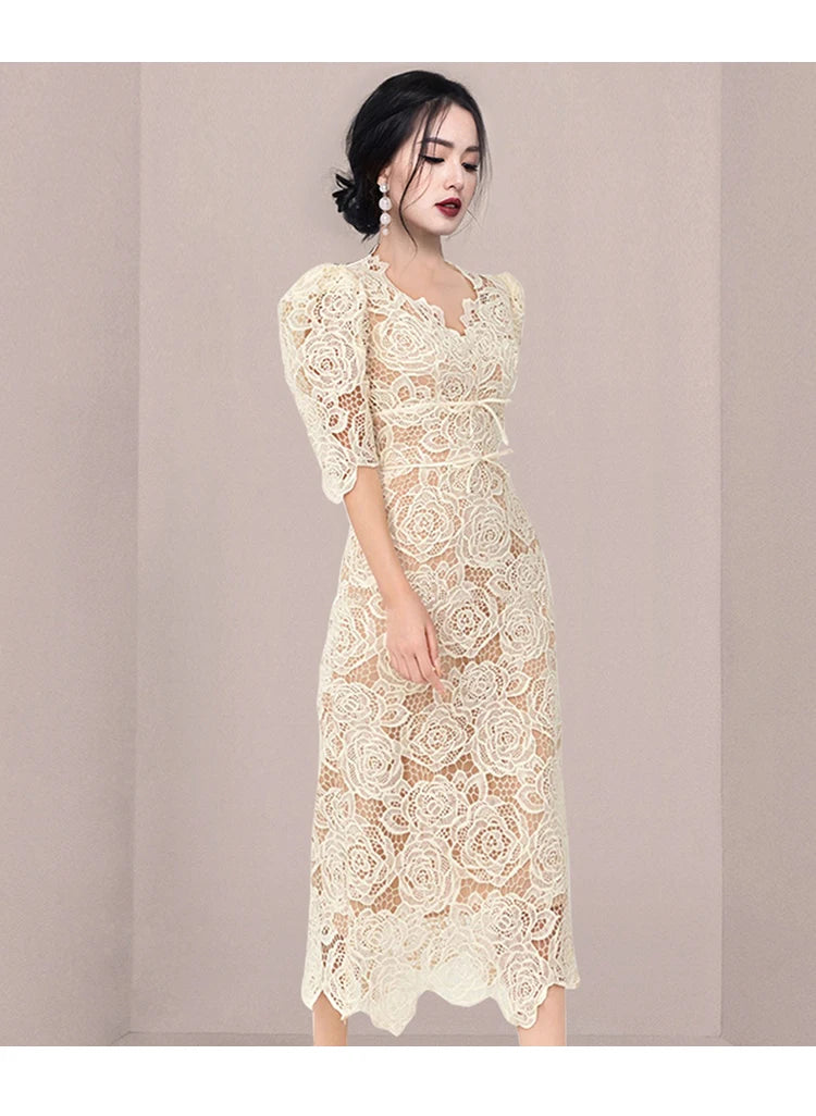 Elegant Fashion Slim Casual Lace Dress