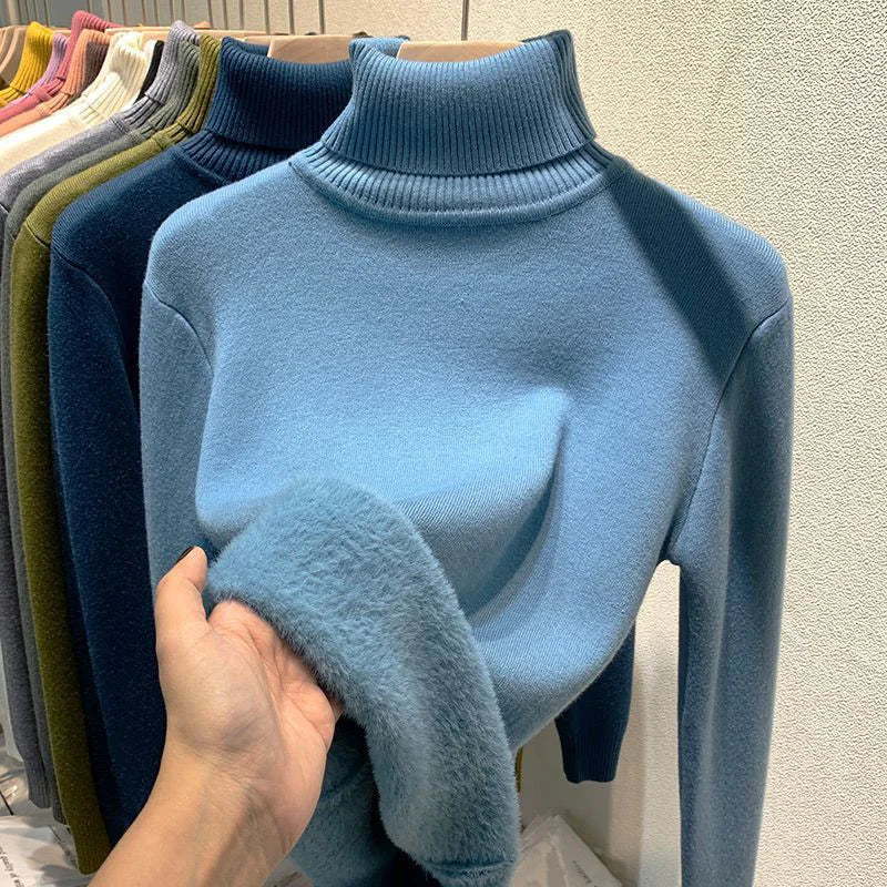 Women's Velvet-Lined Turtleneck Sweater