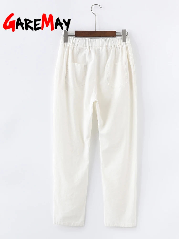 Women's Cotton Linen Ankle Pants