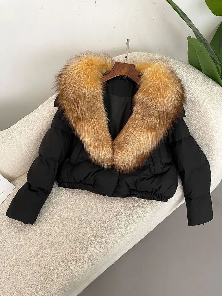 Premium Natural Fox Fur Down Coat