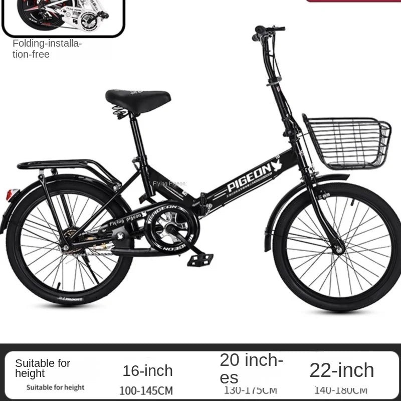 New Folding Bicycle Portable 20 Inch Adult Work Shock Absorber Variable Speed Male And Female Student Bike Installation Free