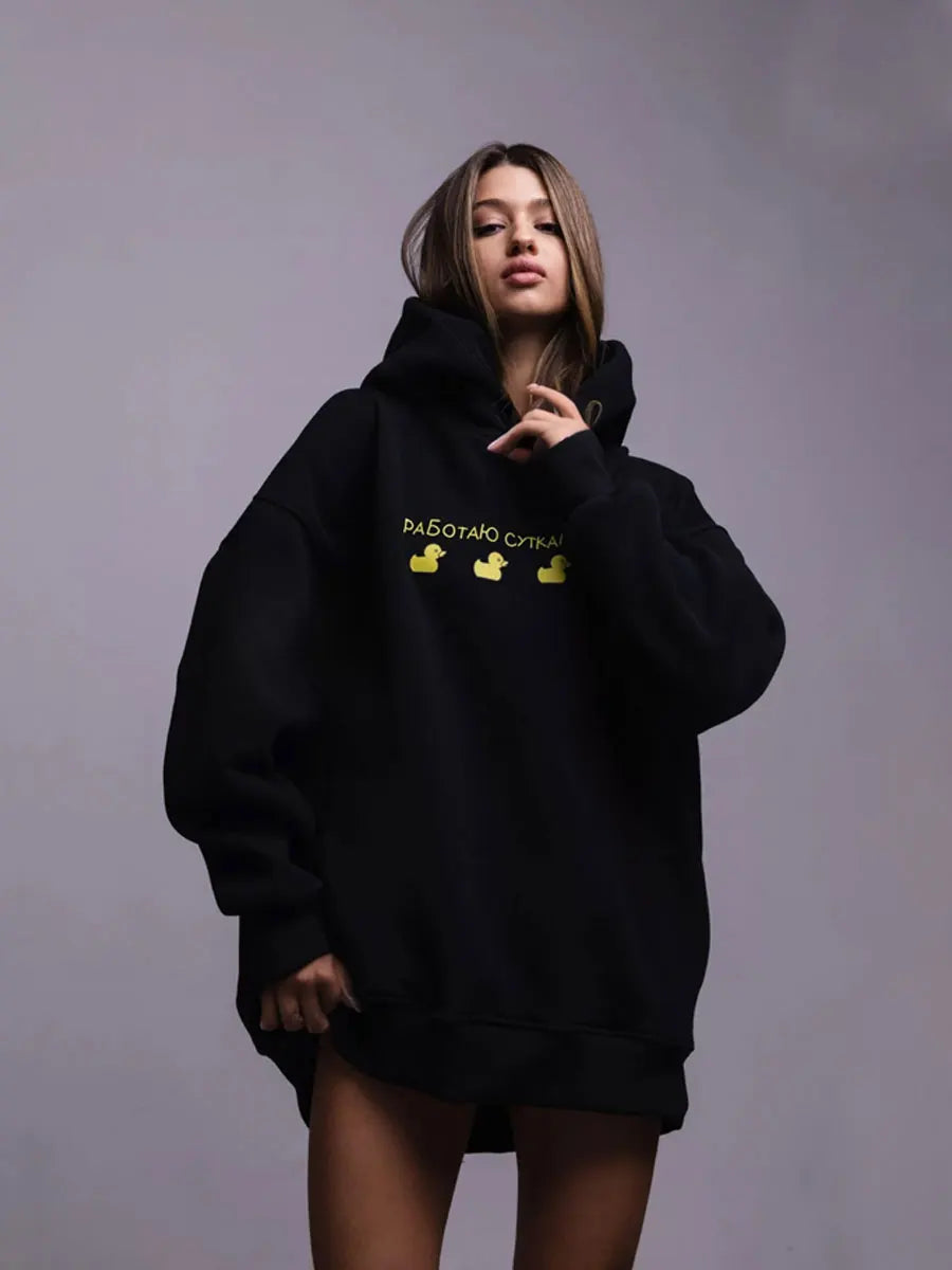 Women's Duck Print Oversized Hoodie