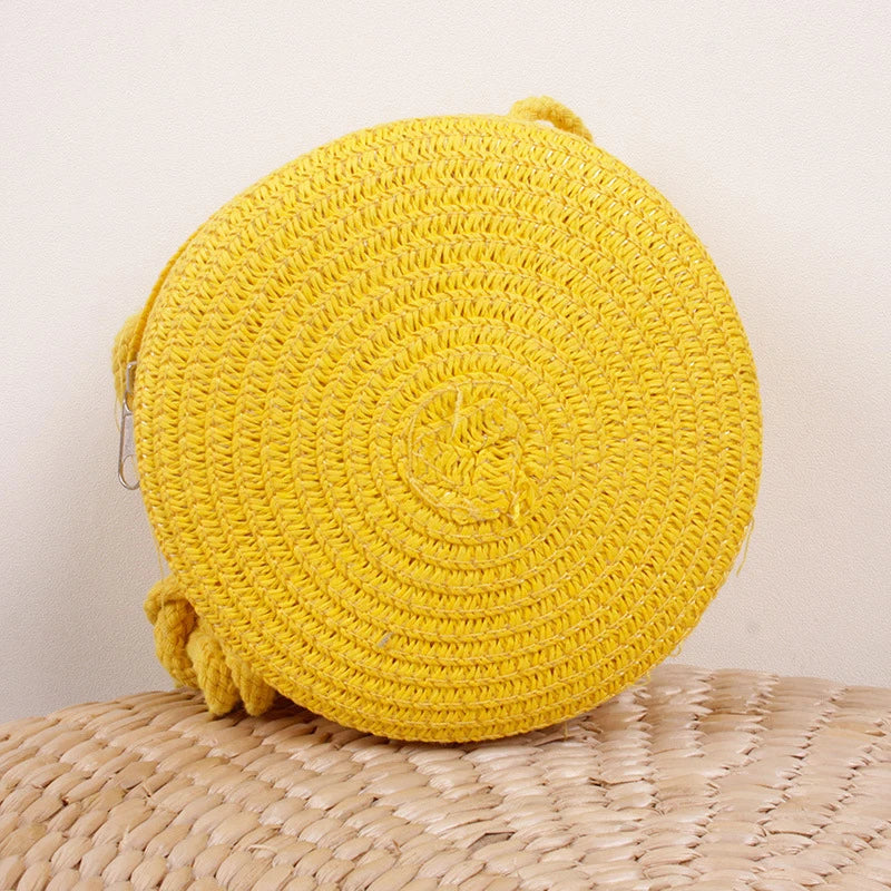 Handwoven Round Straw Crossbody Bag