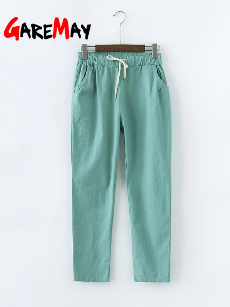 Women's Cotton Linen Ankle Pants