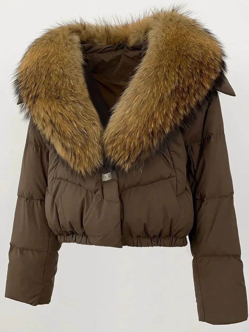Premium Natural Fox Fur Down Coat