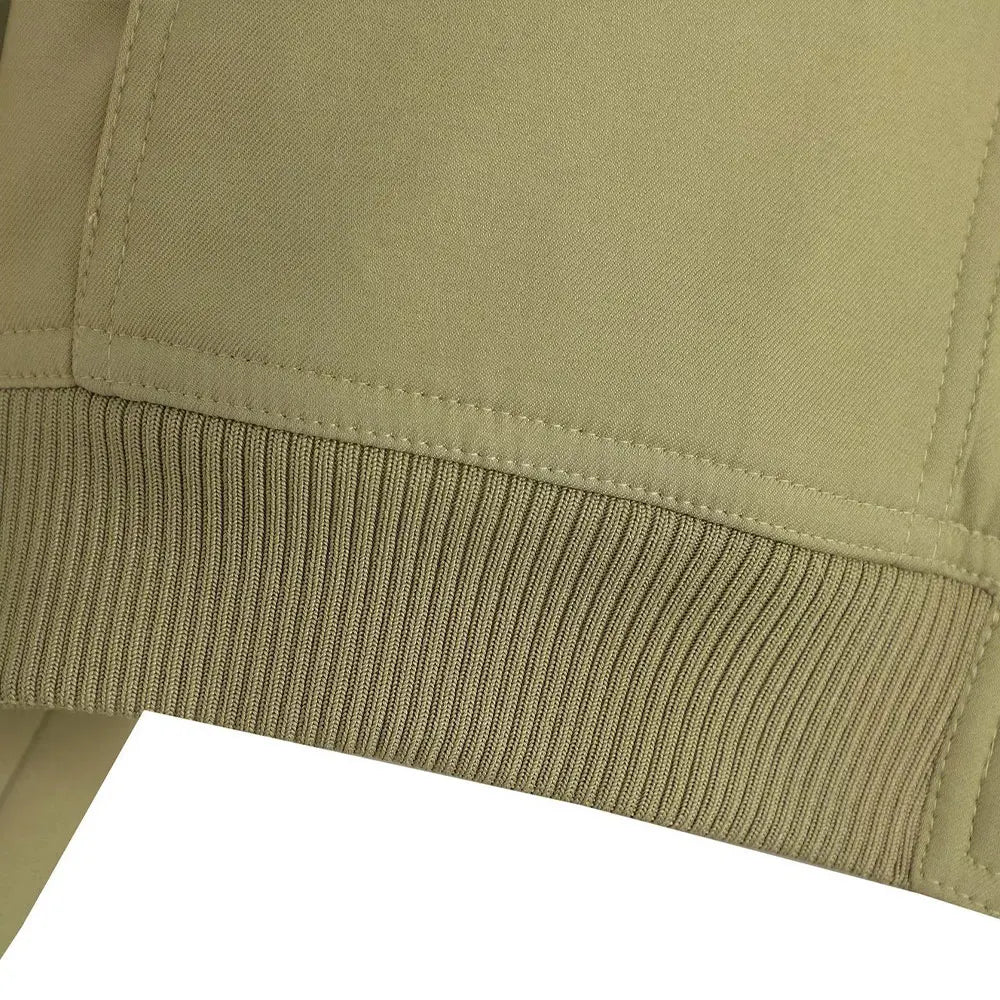 Women's Classic Button-Front Bomber Jacket with Pockets
