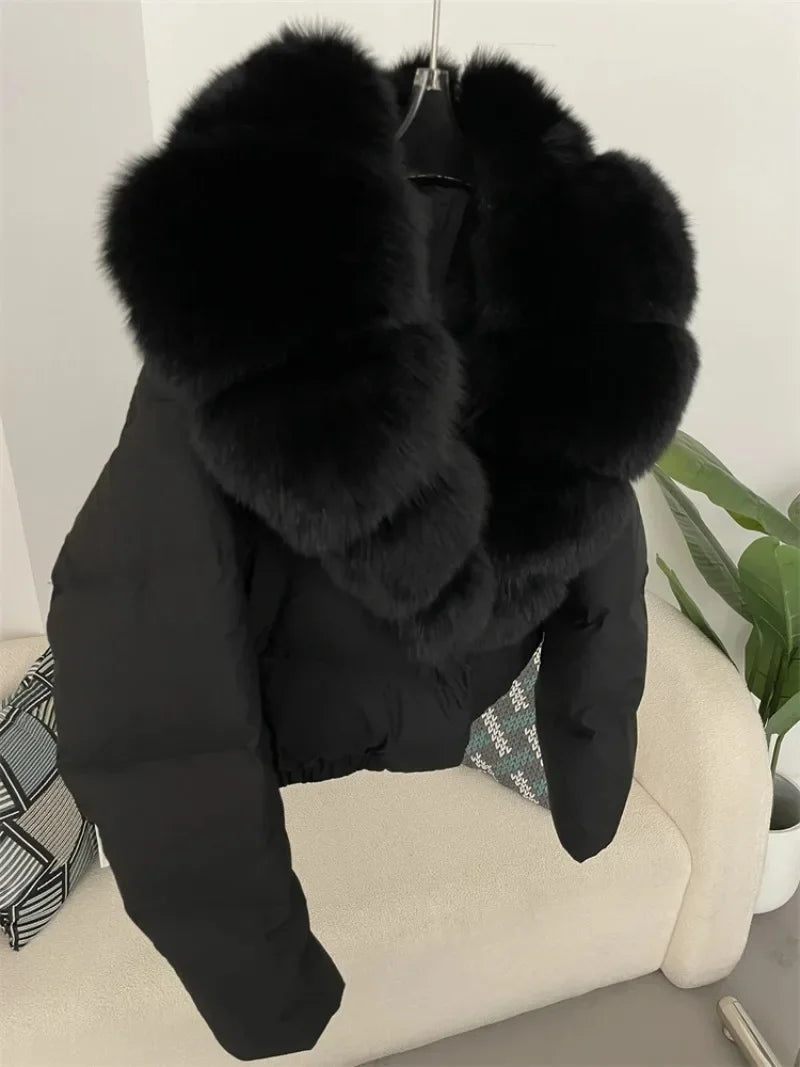 Premium Natural Fox Fur Down Coat