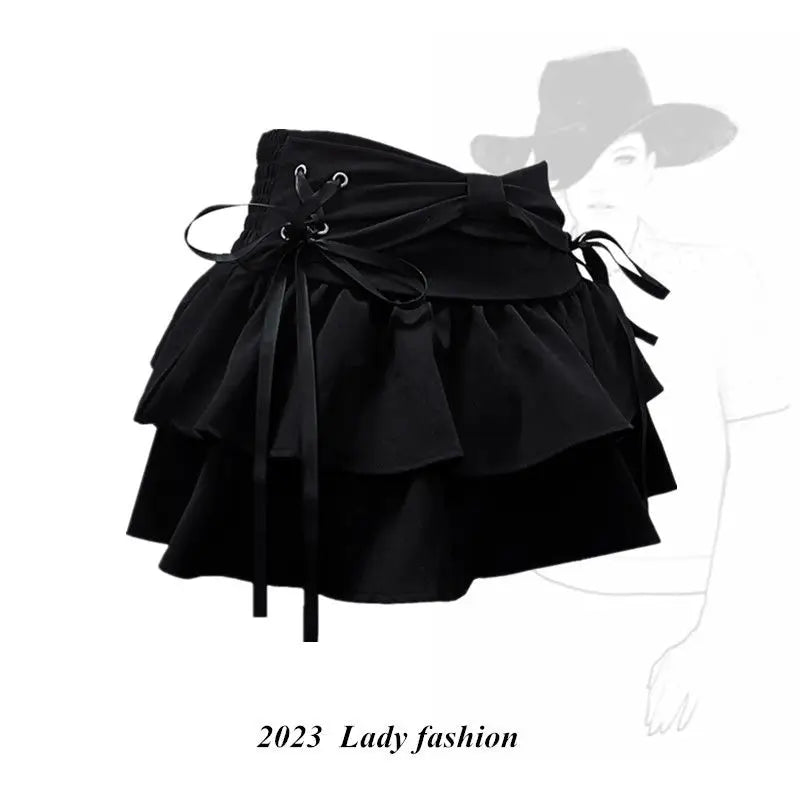 High-Waist A-Line Mini Denim Skirt with Bow Detail