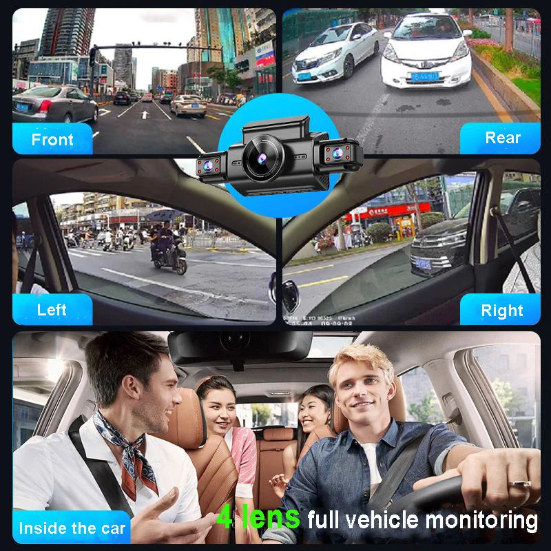 Dash Cam 4 Channel Hidden tachograph 4K Ultra HD Mini Video Recorder Four Camera with Rear View DVR 24H Parking Monitor BlackBox