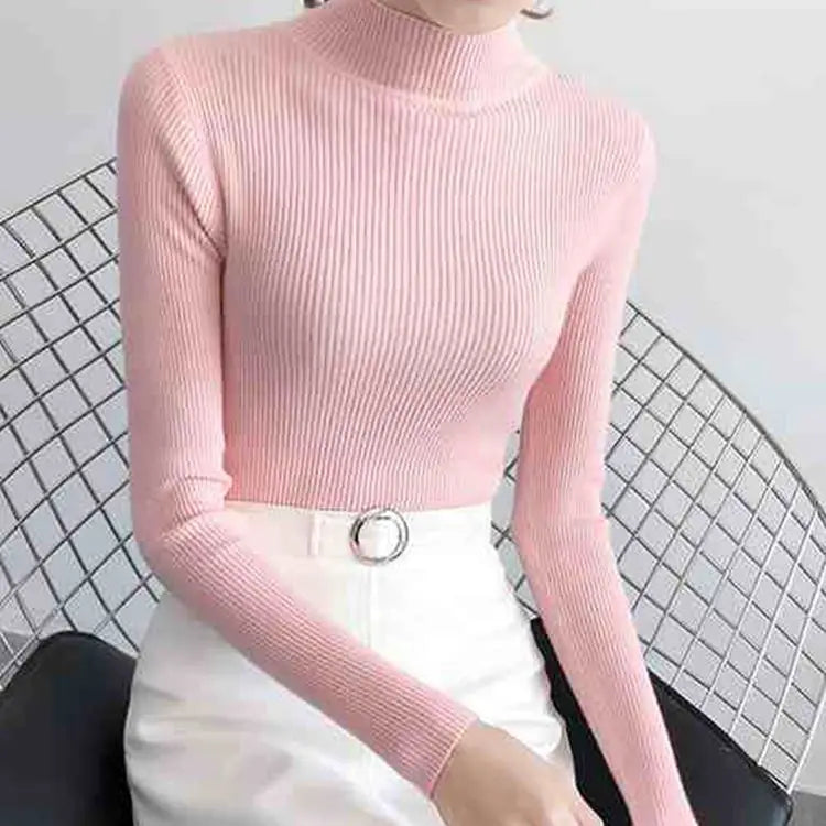 Premium Cotton-Blend Mock Neck Sweater