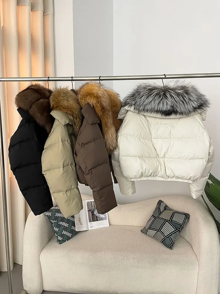 Premium Natural Fox Fur Down Coat