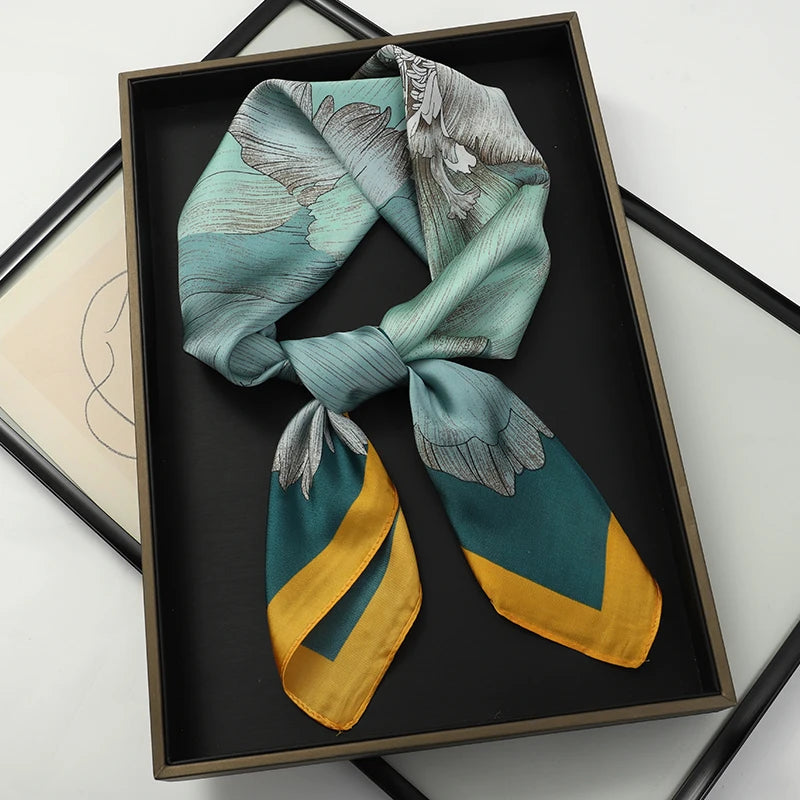 RUNMEIFA Luxury Silk Square Scarf