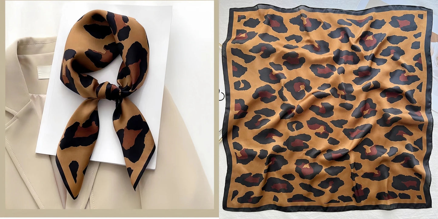 Elegant Floral Silk-Feel Square Scarf - 60-80cm Versatile Women's Neck Scarf