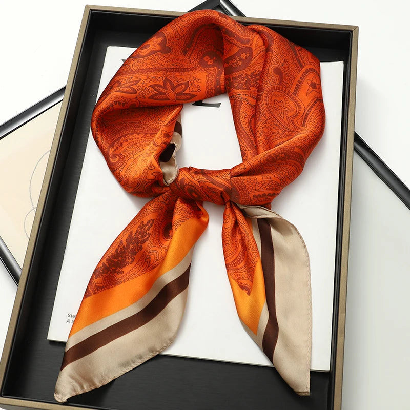 RUNMEIFA Luxury Silk Square Scarf