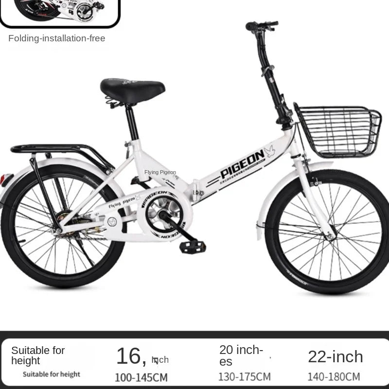 New Folding Bicycle Portable 20 Inch Adult Work Shock Absorber Variable Speed Male And Female Student Bike Installation Free