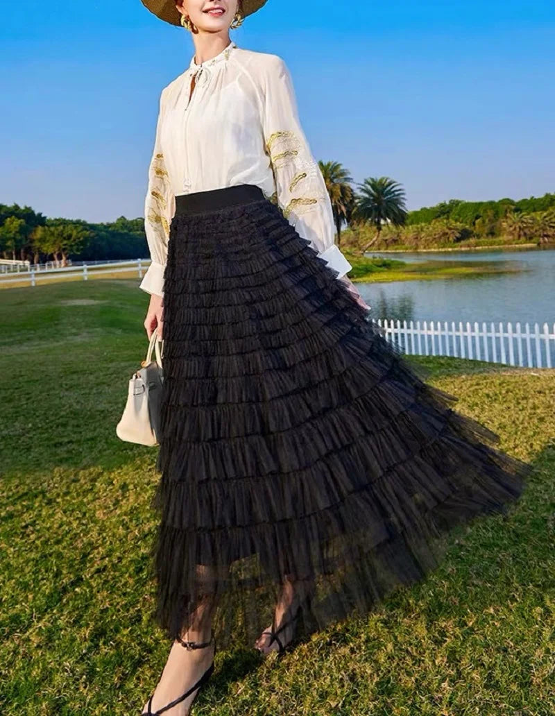 Fluffy Fairy Mesh Layered Ruffle Skirt
