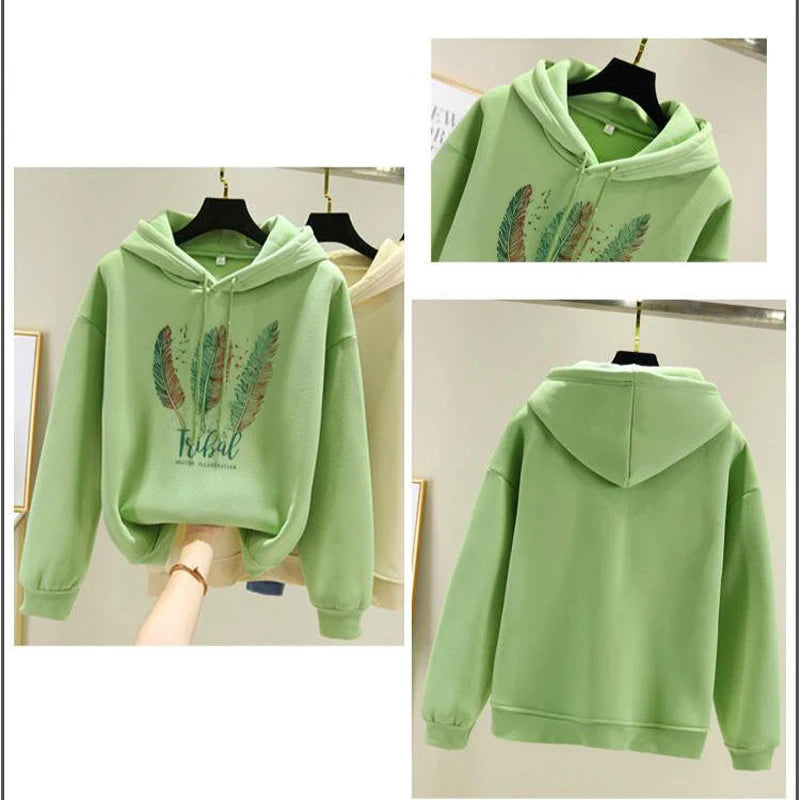 Women's Cozy Feather Print Hoodie