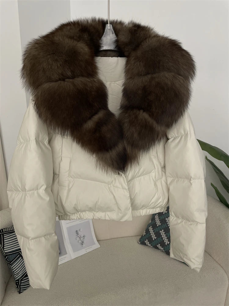 Premium Natural Fox Fur Down Coat