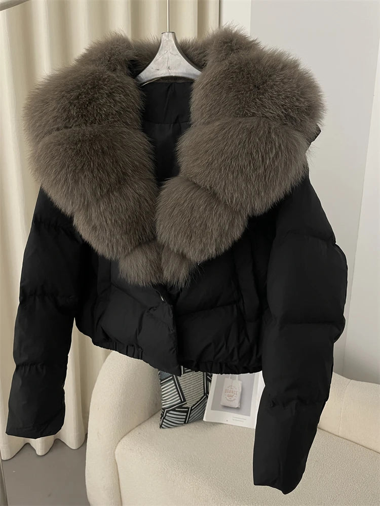 Premium Natural Fox Fur Down Coat