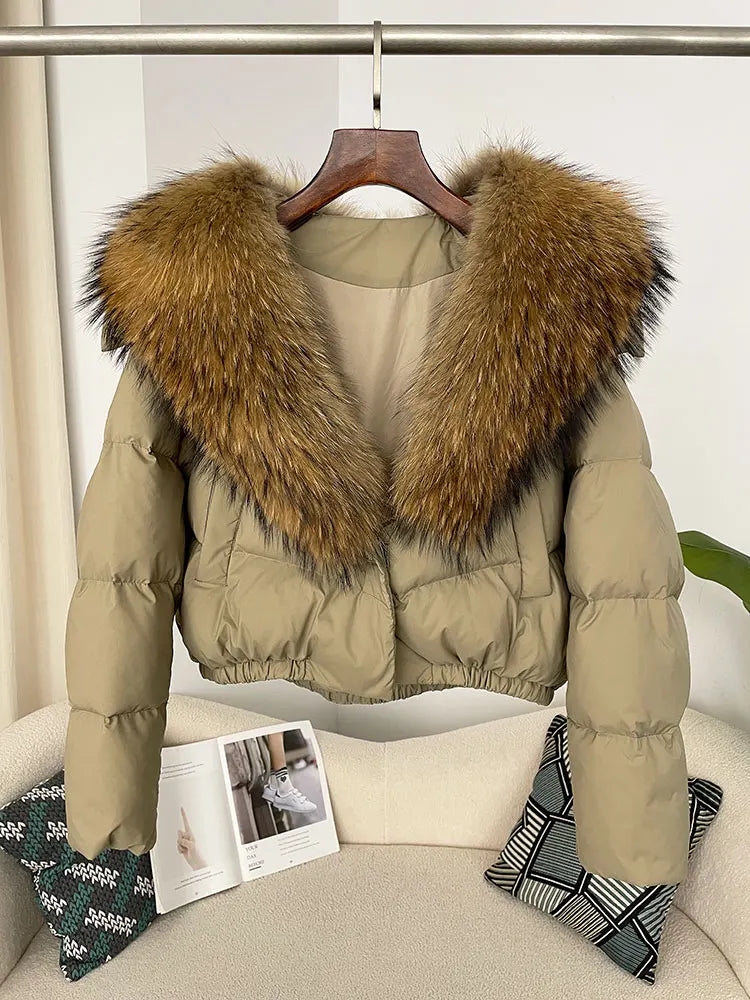 Premium Natural Fox Fur Down Coat