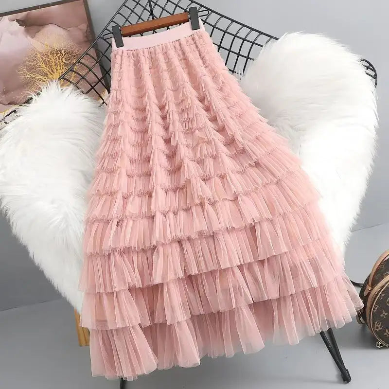 Fluffy Fairy Mesh Layered Ruffle Skirt