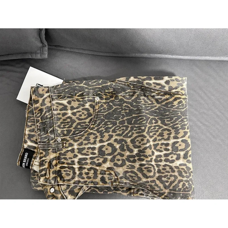 Y2K High-Waisted Leopard Print Big Jeans Pant
