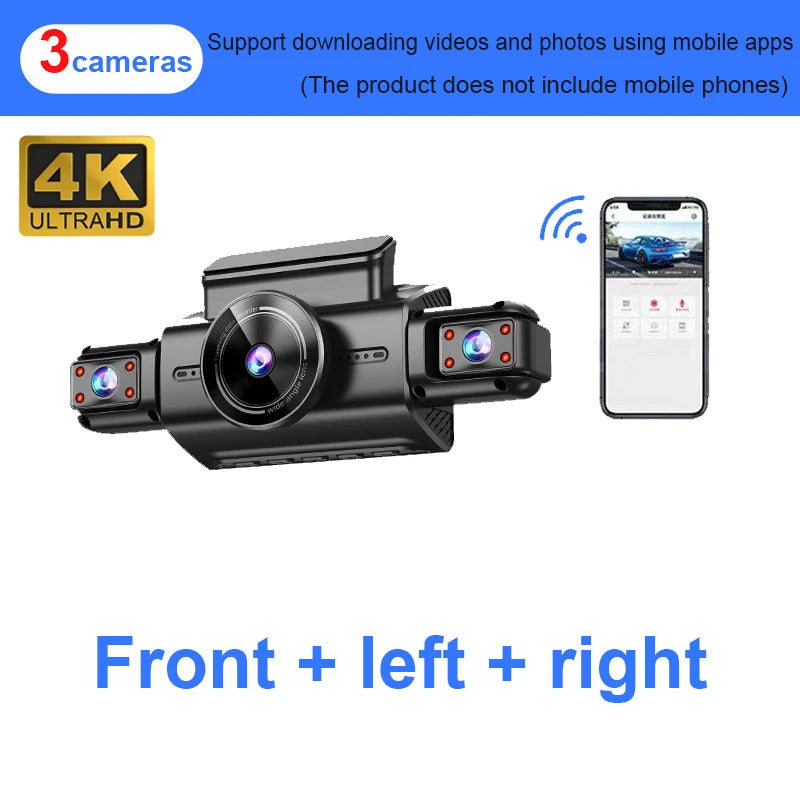 Dash Cam 4 Channel Hidden tachograph 4K Ultra HD Mini Video Recorder Four Camera with Rear View DVR 24H Parking Monitor BlackBox