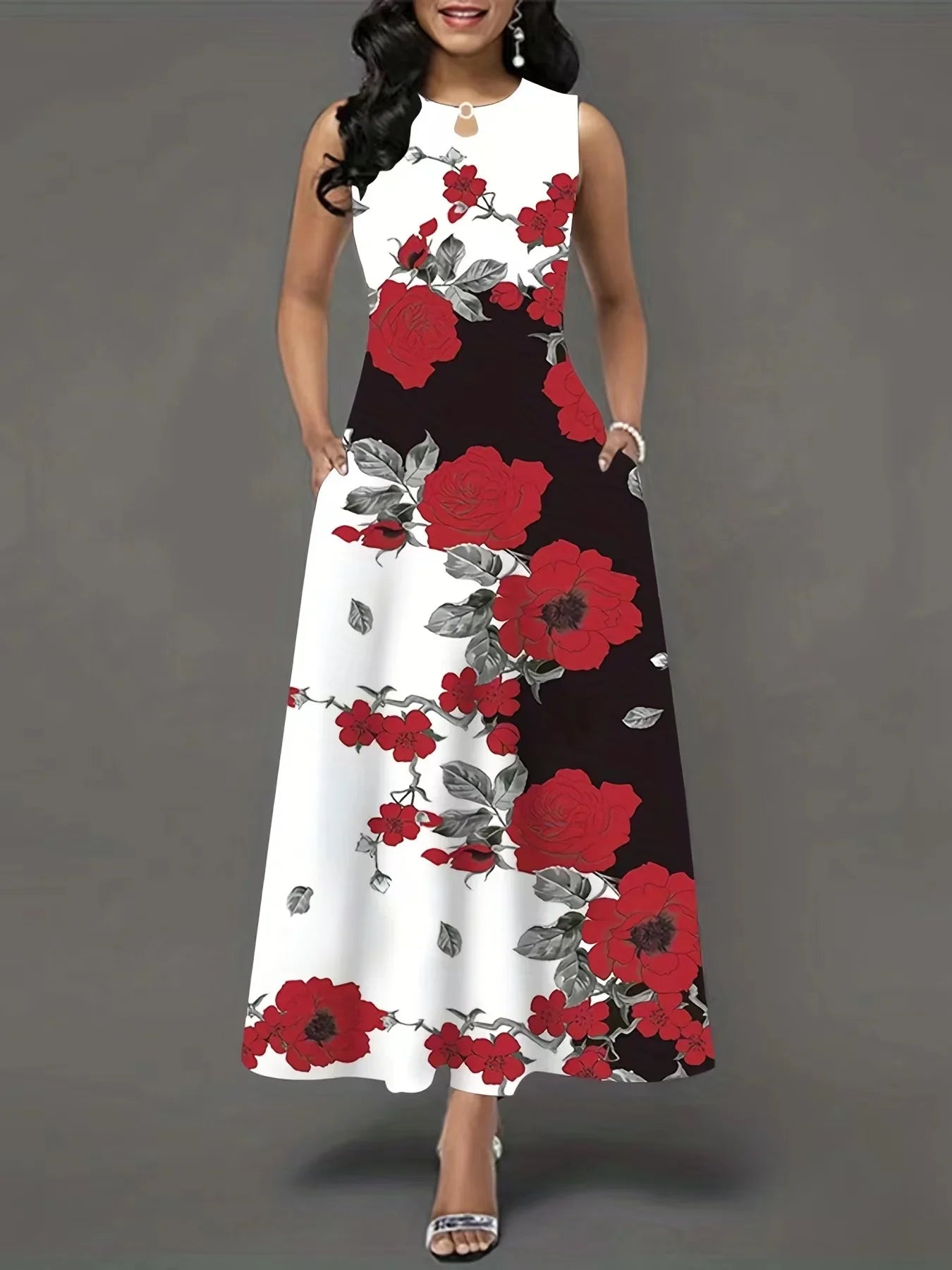 Floral Bohemian Maxi Dress with Pockets