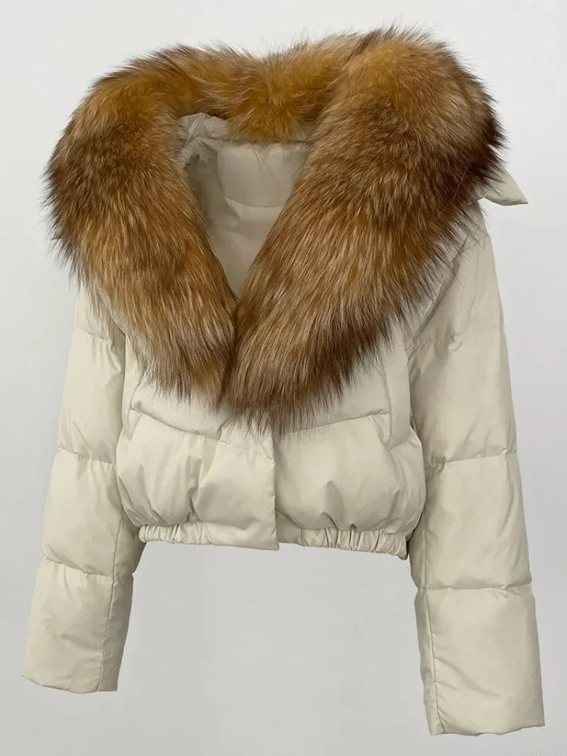 Premium Natural Fox Fur Down Coat