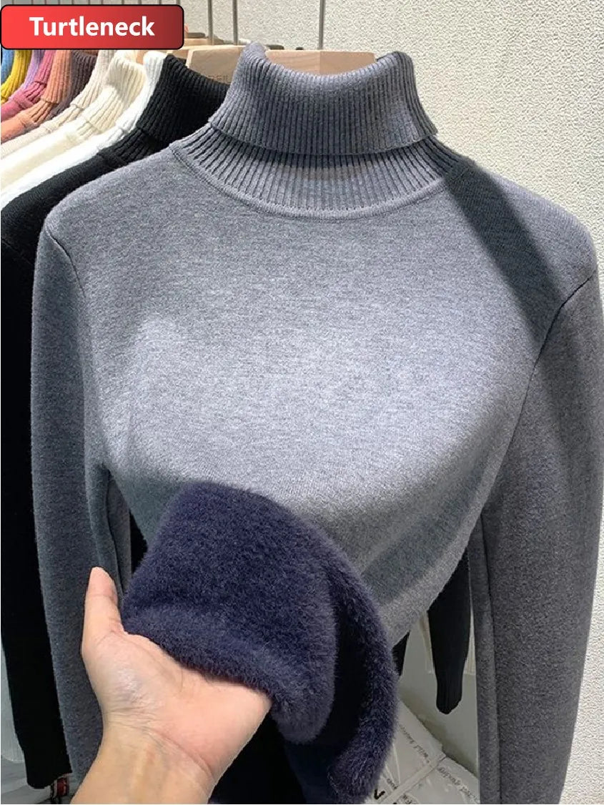 Women's Velvet-Lined Turtleneck Sweater