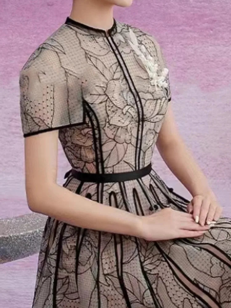 Elegant Tea-Length Summer Dress