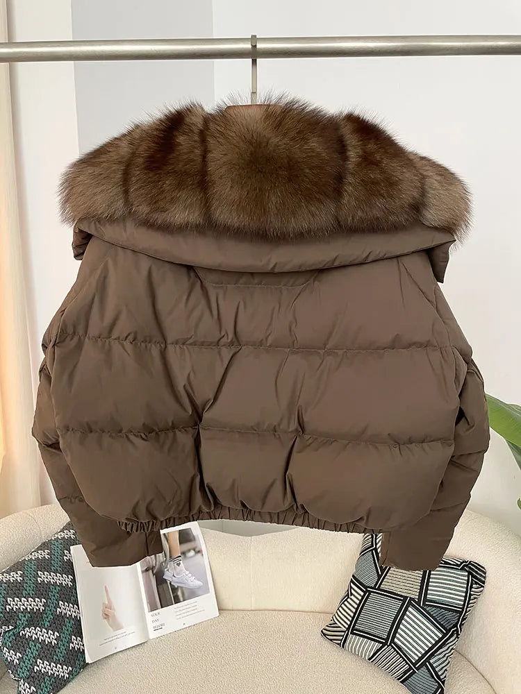 Premium Natural Fox Fur Down Coat