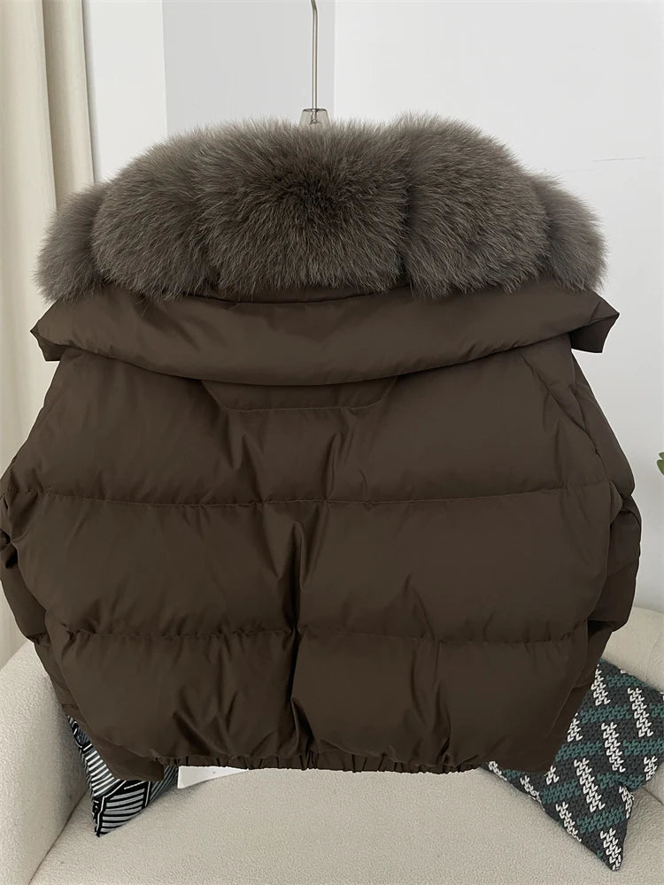 Premium Natural Fox Fur Down Coat