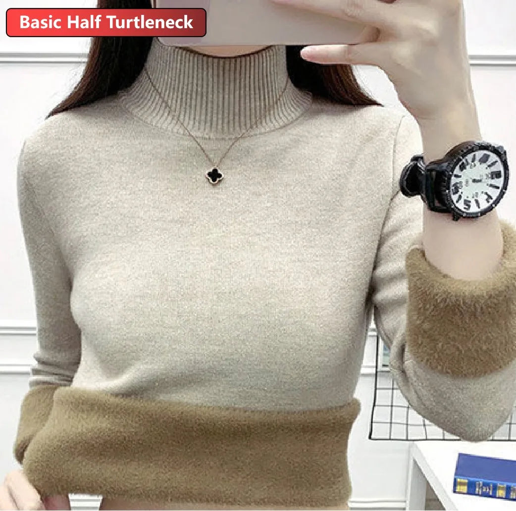 Women's Velvet-Lined Turtleneck Sweater