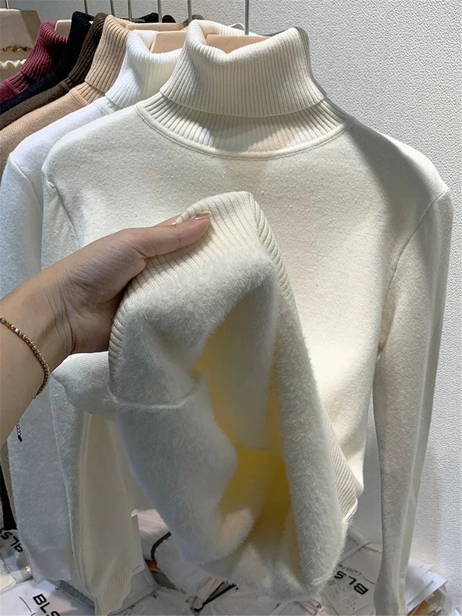 Women's Velvet-Lined Turtleneck Sweater