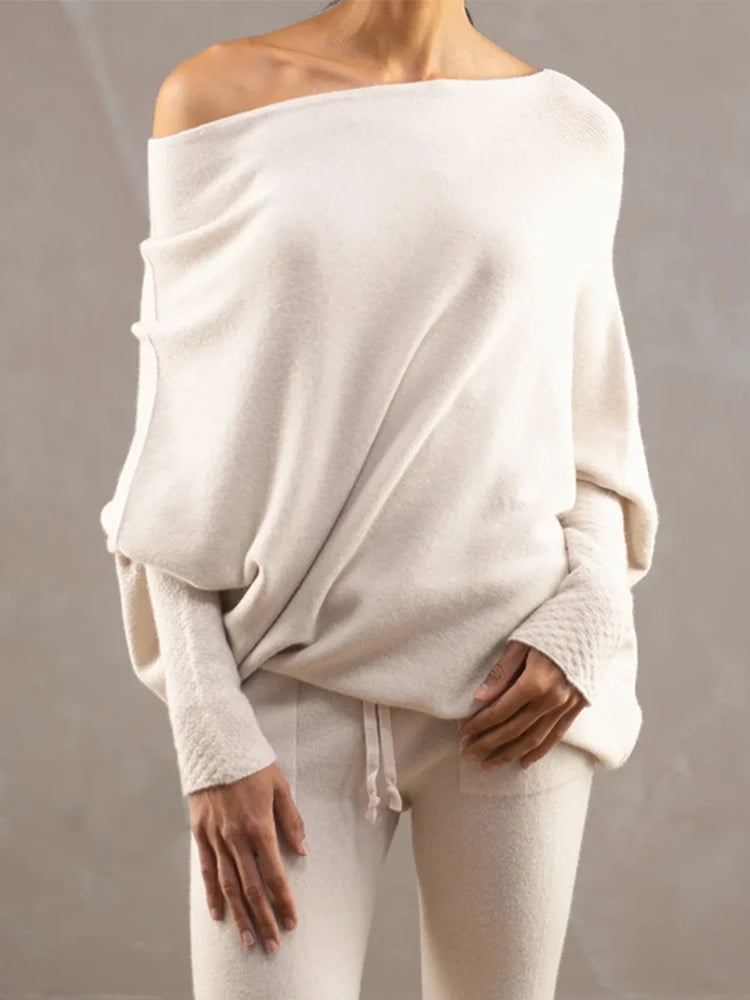 Stylish Ribbed Knit Jumper Set