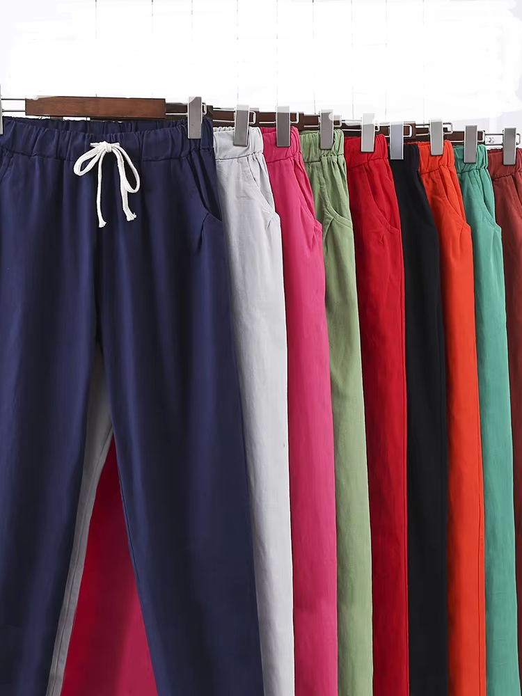 Women's Cotton Linen Ankle Pants