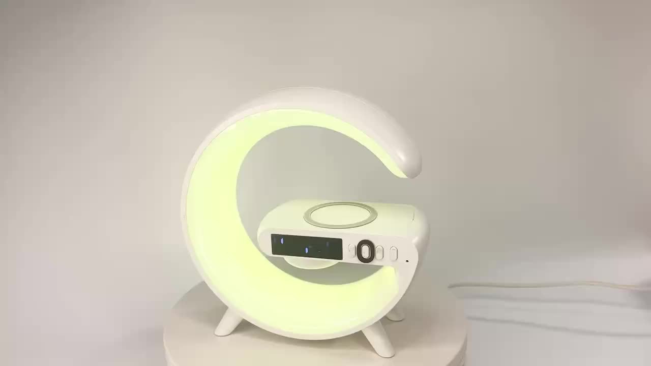 G63 Atmosphere Bedside Lamp - Color-Changing Ambient Lighting, High-Quality Audio Streaming, Convenient Phone Charging, Simulated Sunrise Wake-Up Light, Synchronized Music Beat Lighting - Wireless Speaker with Smartphone Char