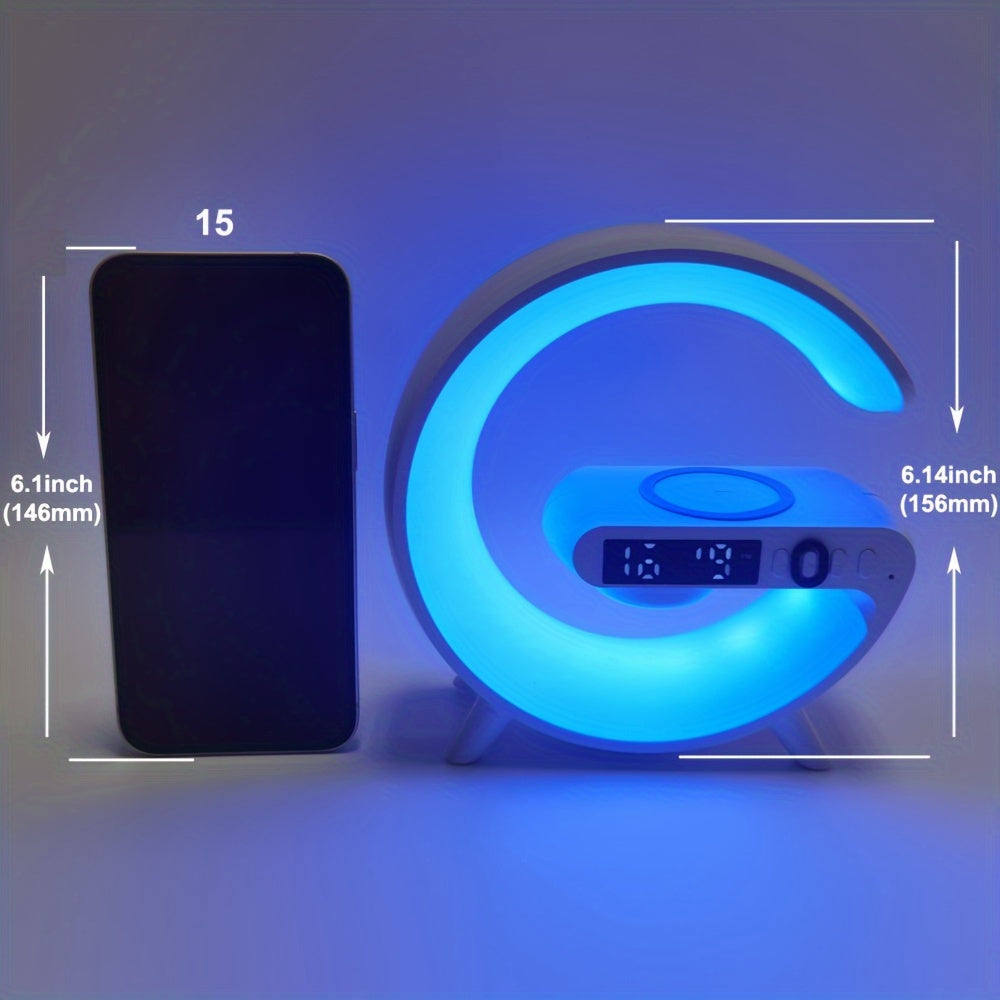G63 Atmosphere Bedside Lamp - Color-Changing Ambient Lighting, High-Quality Audio Streaming, Convenient Phone Charging, Simulated Sunrise Wake-Up Light, Synchronized Music Beat Lighting - Wireless Speaker with Smartphone Char