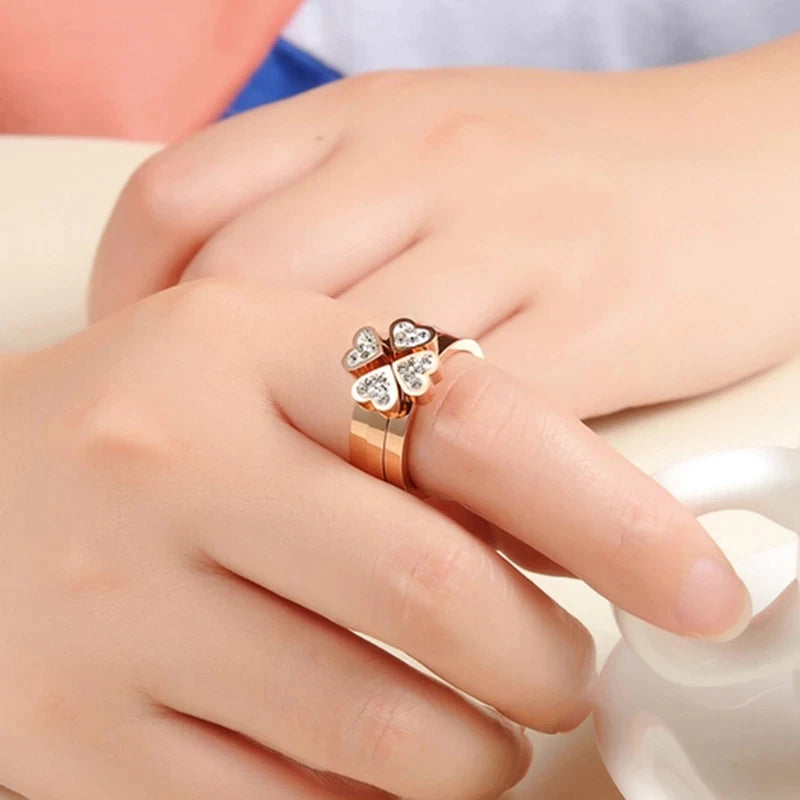 Elegant 3-Piece Clover Ring Set