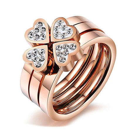 Elegant 3-Piece Clover Ring Set
