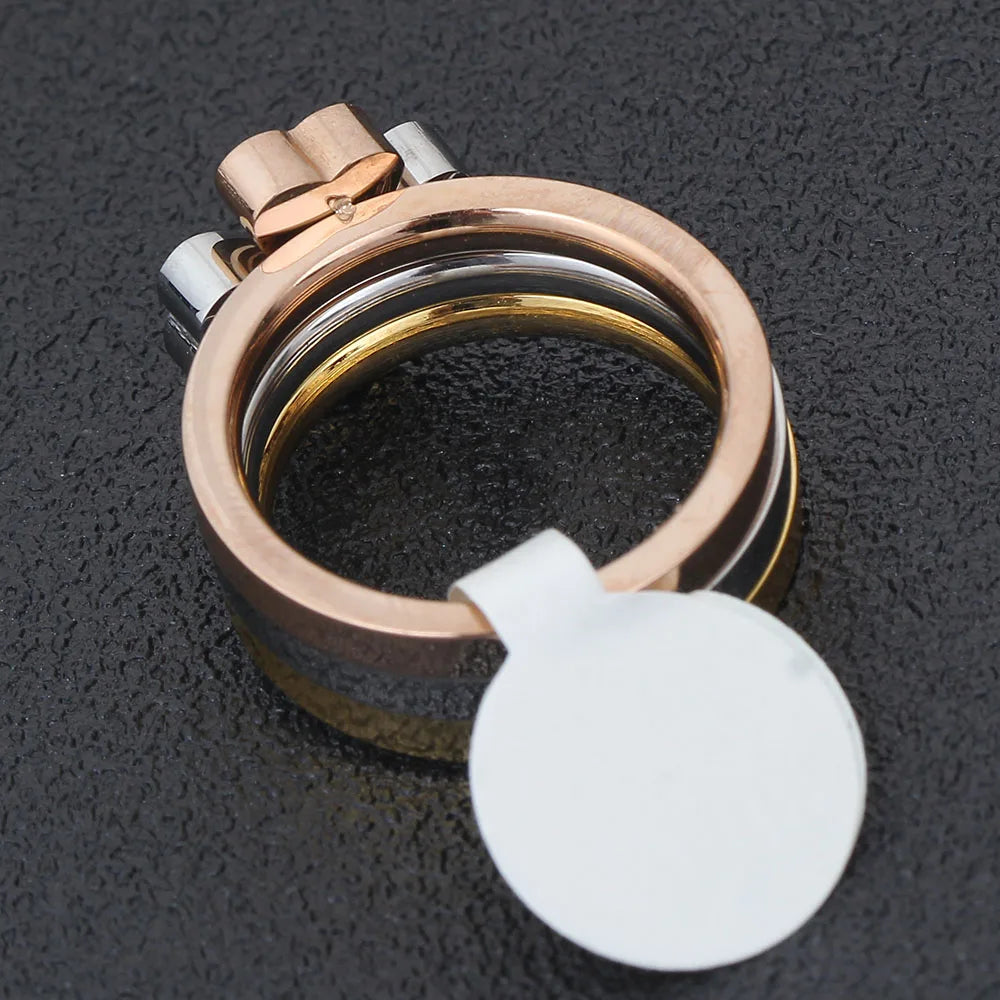 Elegant 3-Piece Clover Ring Set