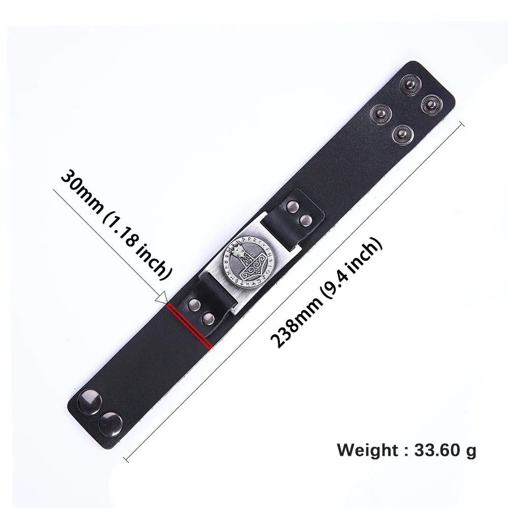 Handcrafted Thor's Hammer Leather Bracelet