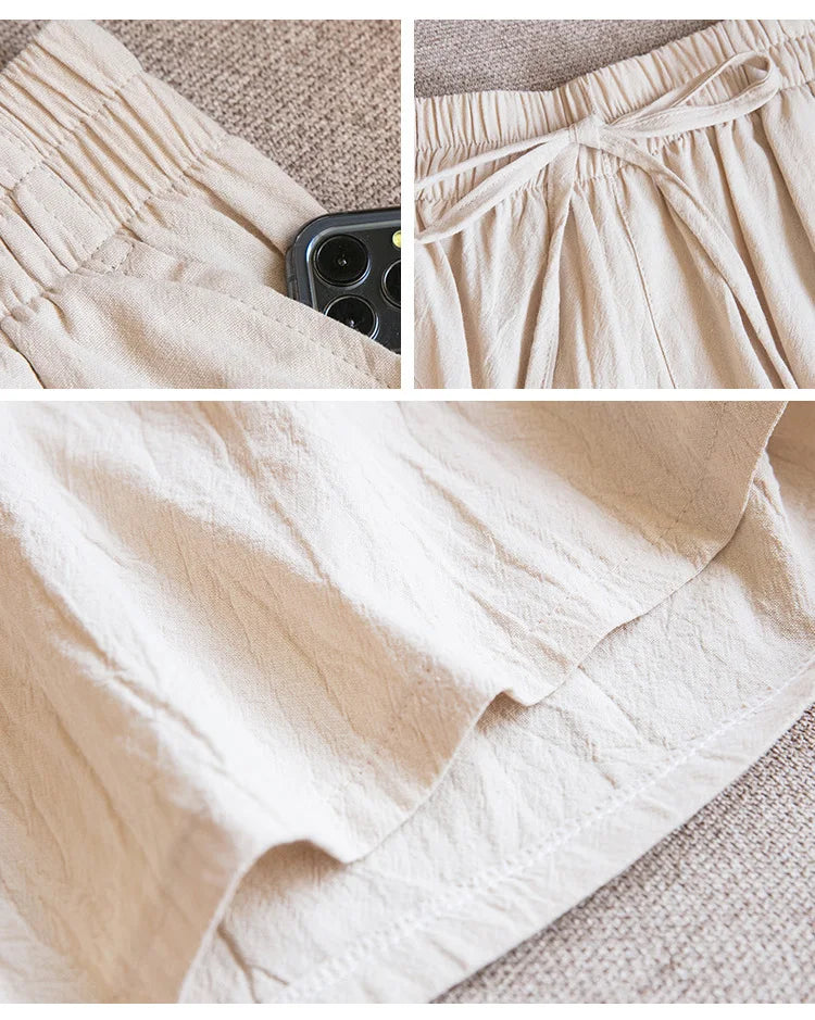 Women's Cotton Linen Casual Shorts
