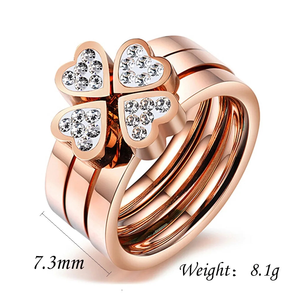 Elegant 3-Piece Clover Ring Set