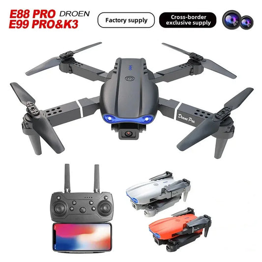 E99 Pro Foldable Drone with HD Dual Cameras - Altitude Hold Quadcopter, E88 Pro Remote Control Aircraft K3