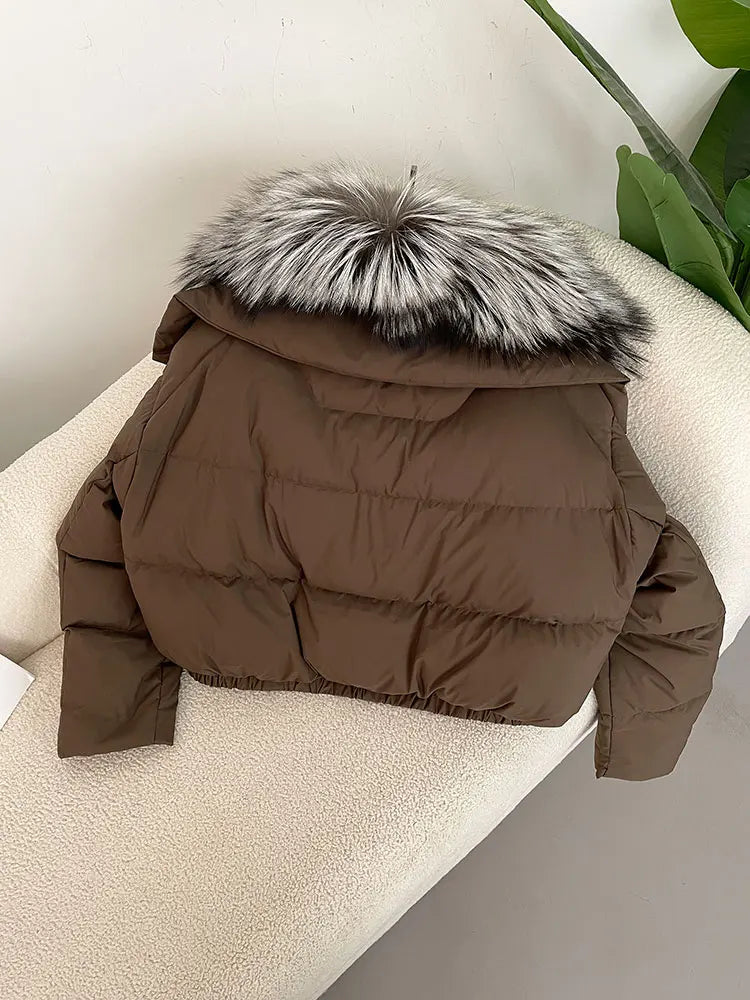 Premium Natural Fox Fur Down Coat