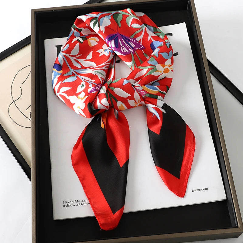 RUNMEIFA Luxury Silk Square Scarf