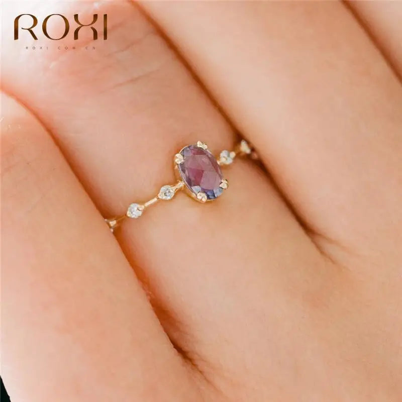 ROXI 925 Sterling Silver Purple Crystal Ring